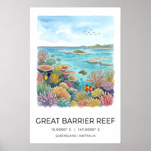 Riff-Wasserfarben-Kunst Corallen und Poster