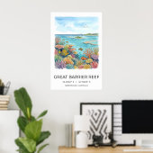 Riff-Wasserfarben-Kunst Corallen und Poster (Heimbüro)