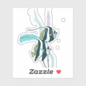 Riffbannerfische, gestreifte Fische, Unterwasserna Aufkleber (Blatt)