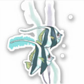 Riffbannerfische, gestreifte Fische, Unterwasserna Aufkleber (Vorderseite)