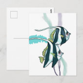 Riffbarsch, gestreifter Fisch Unterwasser Postkarte (Vorne/Hinten)