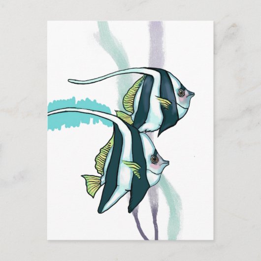 Riffbarsch, gestreifter Fisch Unterwasser Postkarte (Vorderseite)
