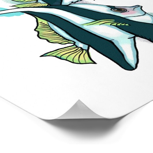 Riffbarsche, gestreifte Fische unter Wasser Poster (Ecke)