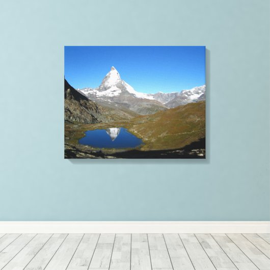 Riffelsee Matterhorn Reflection Leinwanddruck (Insitu (Holzboden))