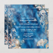 Riffinsel Seepferd Qualle Aquarell Ozean Einladung (Vorne/Hinten)