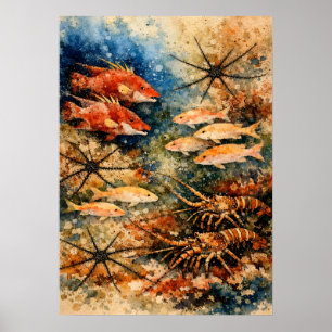 Riffleben Granulierte Aquarellkunst Poster