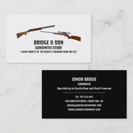 Rifle & Shotgun, Gunsmith, Gunstore Visitenkarte (Vorne/Hinten)