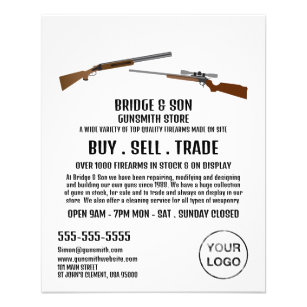 Rifle & Shotgun, Gunsmith, Werbung in Geschäften Flyer