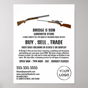 Rifle & Shotgun, Gunsmith, Werbung in Geschäften Poster