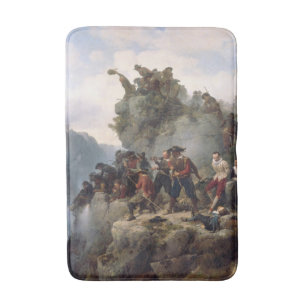 Riflemen verteidigen einen Bergpass (Karl Lessing) Badematte