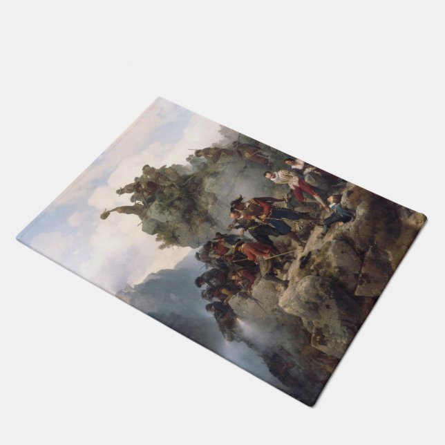 Riflemen verteidigen einen Bergpass (Karl Lessing) Fußmatte (Schrägansicht)