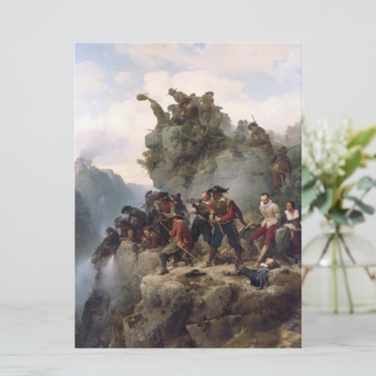 Riflemen verteidigen einen Bergpass (Karl Lessing) Karte (Stehend Vorderseite)