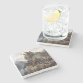 Riflemen verteidigen einen Bergpass (Karl Lessing) Steinuntersetzer (Seitenansicht)