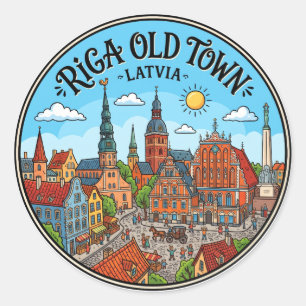 Riga Altstadt Lettland Runder Aufkleber