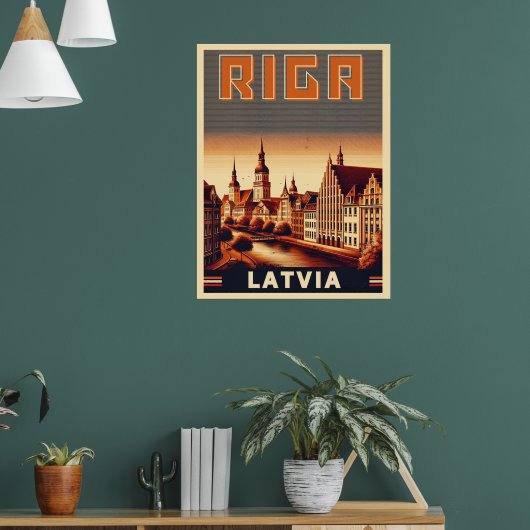 Riga City, Lettland baltische Kultur Vintage Gesch Poster (Wohnzimmer 1)