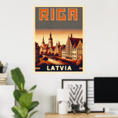 Riga City, Lettland baltische Kultur Vintage Gesch Poster (Heimbüro)