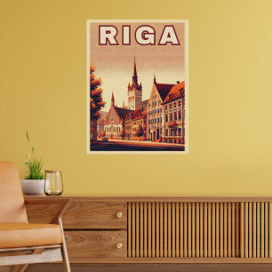 Riga City, Lettland baltische Kultur Vintage Gesch Poster