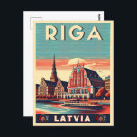 Riga City, Lettland baltische Kultur Vintage Gesch Postkarte<br><div class="desc">"Riga Lettland" "Baltische" "baltische Staaten" "Lettische Sprache" "Baltische Souvenirs" "Riga skyline" "Altstadt Riga" "Lettische Küche" "Ostseegeschichte"</div>