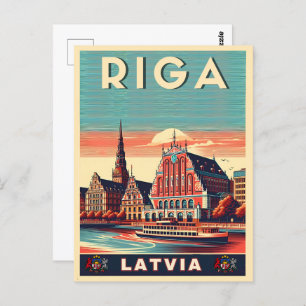 Riga City, Lettland baltische Kultur Vintage Gesch Postkarte
