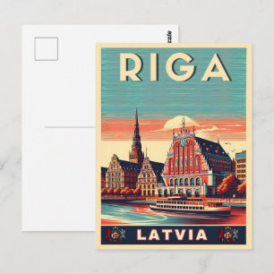 Riga City, Lettland baltische Kultur Vintage Gesch Postkarte
