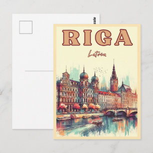 Riga City, Lettland baltische Kultur Vintage Gesch Postkarte
