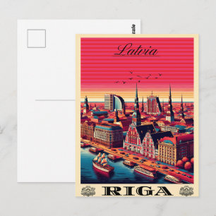Riga City, Lettland baltische Kultur Vintage Gesch Postkarte