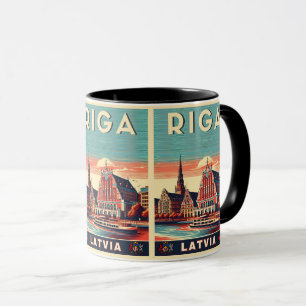 Riga City, Lettland baltische Kultur Vintage Gesch Tasse