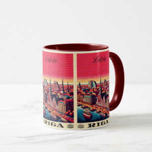 Riga City, Lettland baltische Kultur Vintage Gesch Tasse