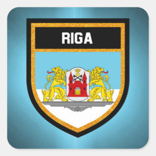 Riga Flag Quadratischer Aufkleber