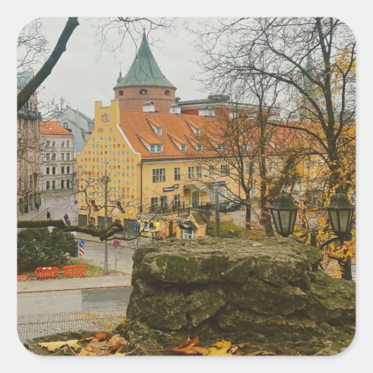 Riga im Herbst Quadratischer Aufkleber (Vorderseite)