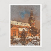 Riga Latvia Color Pencil City Landschaft Postkarte (Vorderseite)