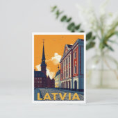 Riga Latvia Old Town Retro Postkarte (Stehend Vorderseite)