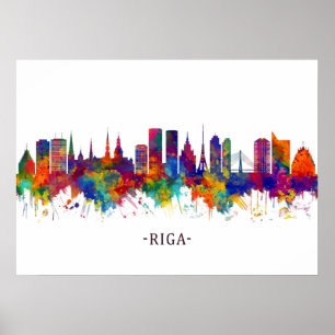 Riga Latvia Skyline Poster