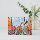 Riga Latvia Town Square Postkarte (Stehend Vorderseite)