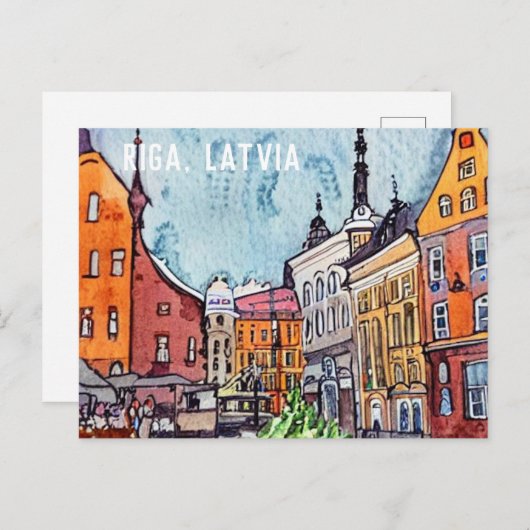 Riga Latvia Town Square Postkarte (Vorne/Hinten)