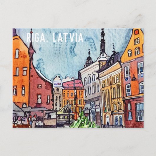 Riga Latvia Town Square Postkarte (Vorderseite)