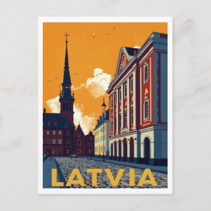 Riga Lettland Altstadt Retro Postkarte
