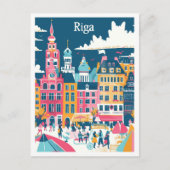 Riga Lettland Art Vintage Reise Postkarte (Vorderseite)