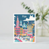 Riga Lettland Art Vintage Reise Postkarte (Stehend Vorderseite)