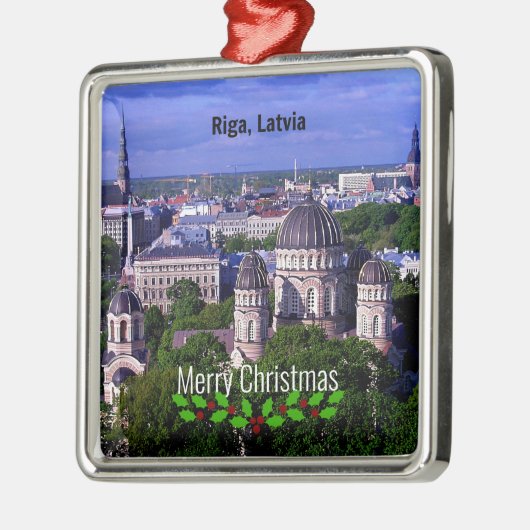 Riga, Lettland, Frohe Weihnachten, Ornament Aus Metall (Links)