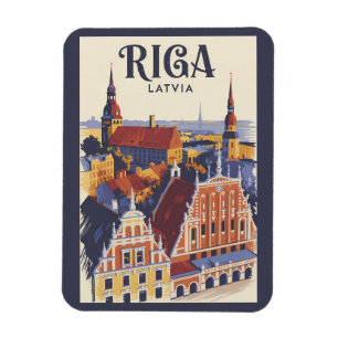 Riga Lettland Illustration Reise Kunst Vintage Magnet