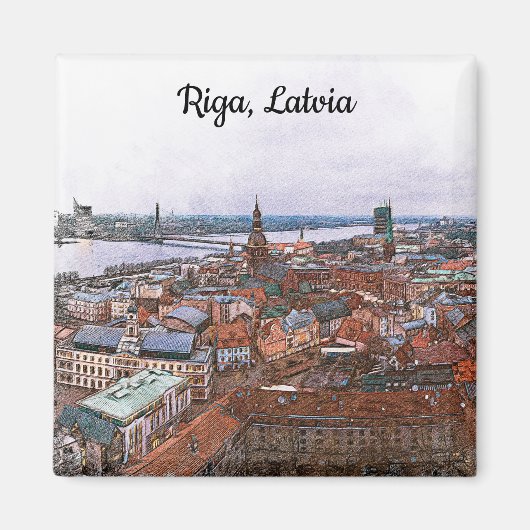 Riga, Lettland Panoramasicht Magnet (Vorne)