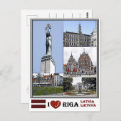 Riga Lettland - Riba City - Livu Platz - Postkarte (Vorne/Hinten)