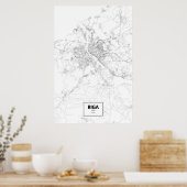 Riga, Lettland (schwarz auf weiß) Poster (Küche)
