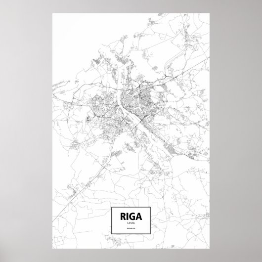 Riga, Lettland (schwarz auf weiß) Poster (Vorne)