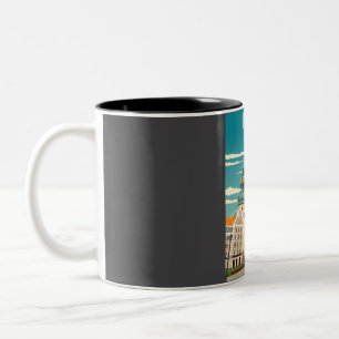 Riga Lettland Vintag Minimal Retro Travel Poster Zweifarbige Tasse