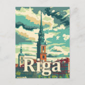 Riga Lettland Vintag Retro Travel Illustration Postkarte (Vorderseite)