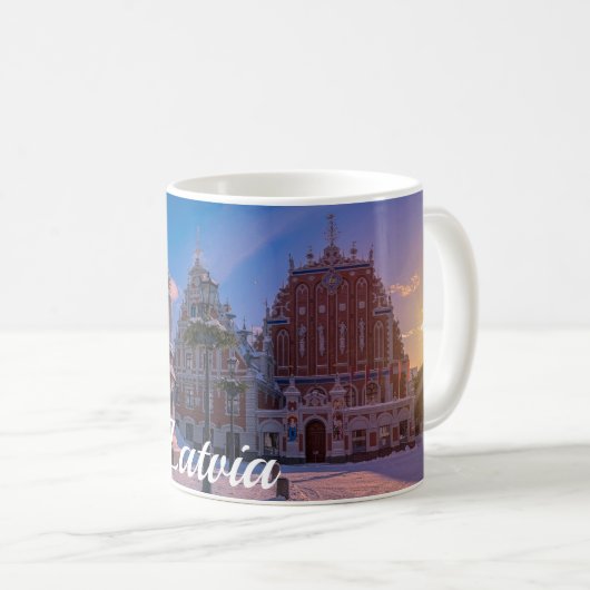 Riga Rathausplatz im Winter Kaffee Tasse (VorderseiteRechts)