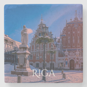 Riga Rathausplatz im Winter Stone Untersetzer