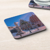 Riga Rathausplatz im Winter Untersetzer (Linke Seite)